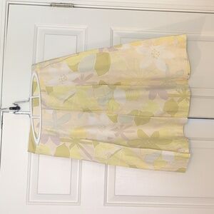 Floral Pleated Skirt - Pastel Yellow and Green